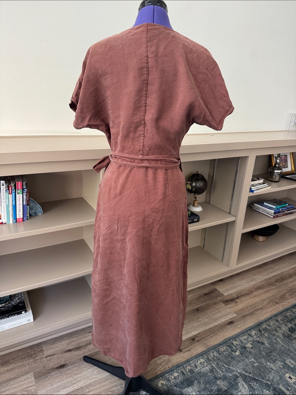 Aritzia Wifred Brown Madalane Wrap Linen Blend Dress Medium - Picture 6 of 9